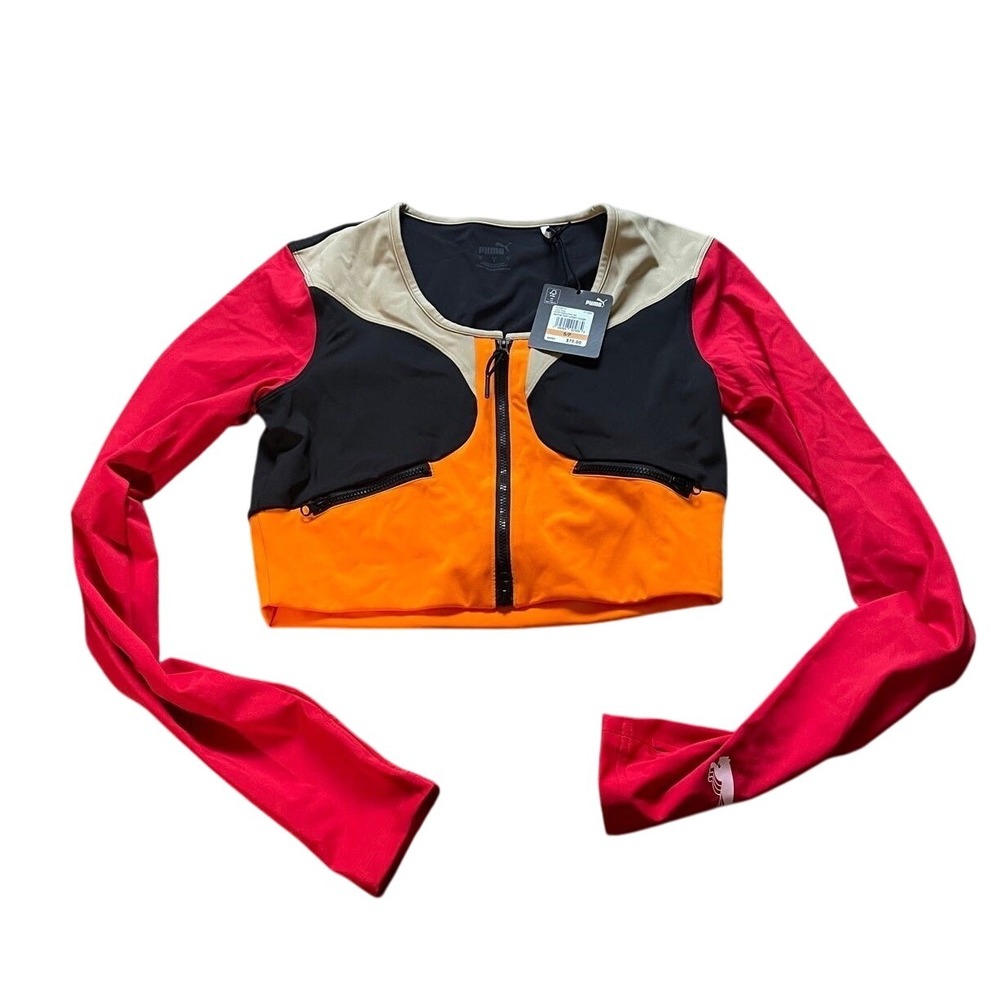 Puma Full Zip Cropped Jacket Color Block Activewear Top